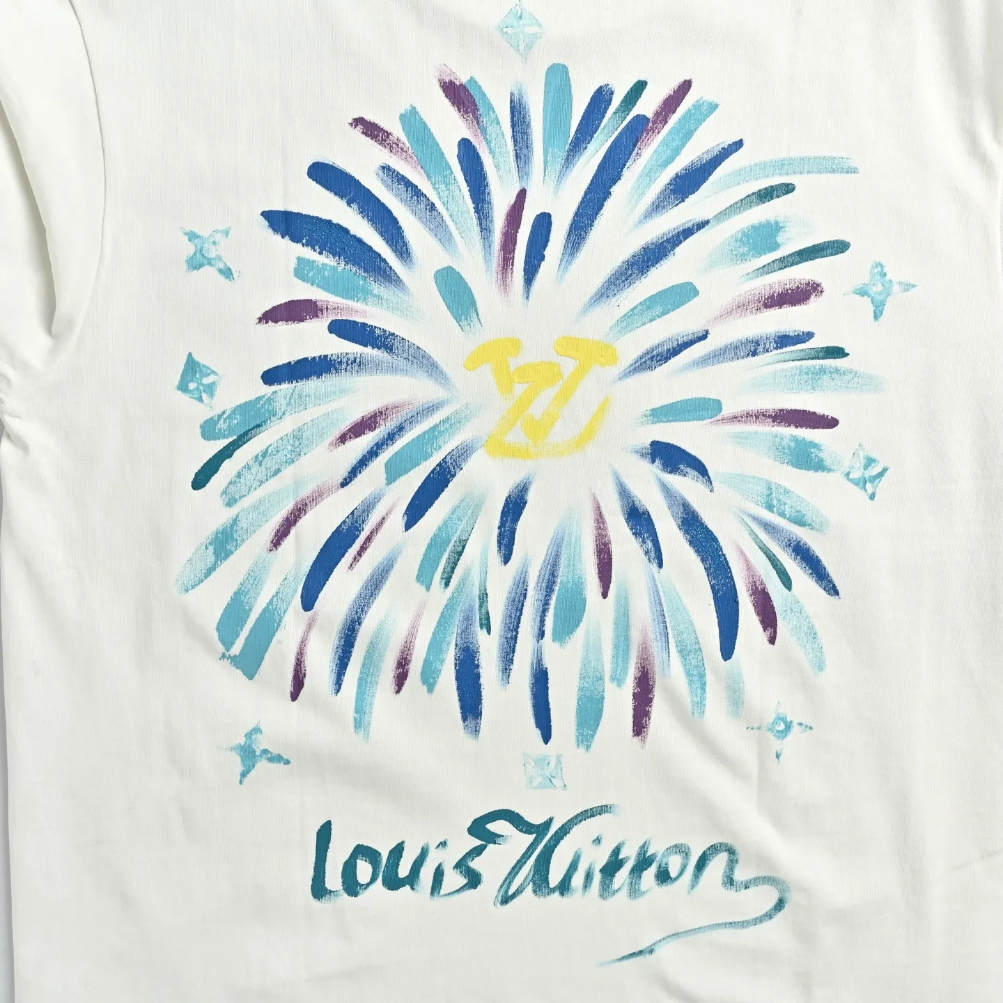Louis Vuitton/Louis Vuitton watercolor fireworks inkjet short sleeves